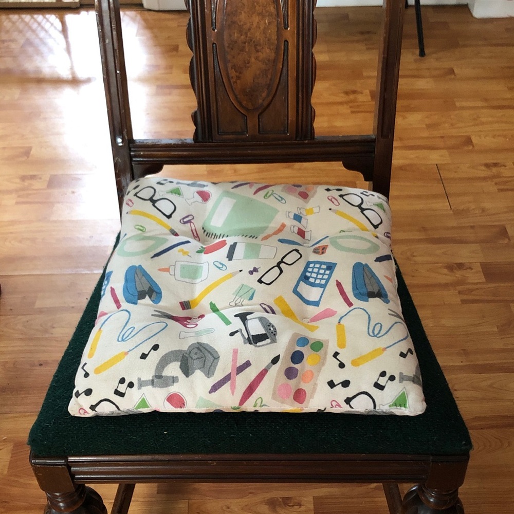 TEACHER SCHOOL inspired thick cushioned square seat cushion 14.5" x 13.5"